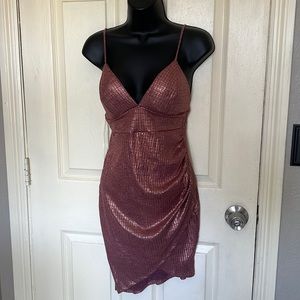 Rose gold mini dress